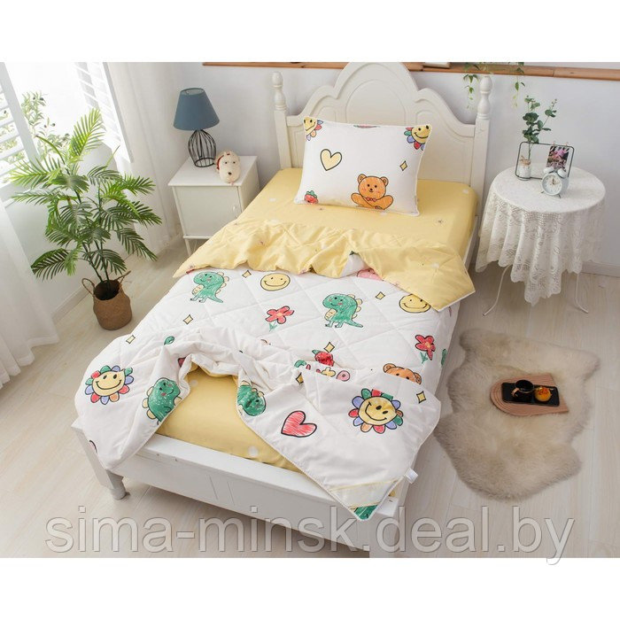 Комплект детский с одеялом «Смайл», размер 160х220 см, 160х230 см, 50х70 см, цвет жёлтый - фото 3 - id-p210195982