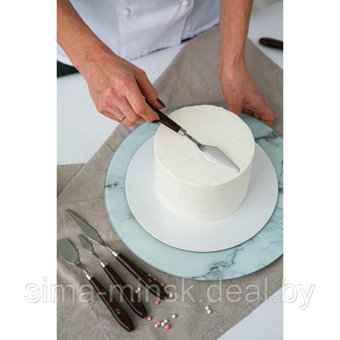 Подставка стеклянная для торта вращающаяся Доляна «Марбл», d=32 см, цвет белый - фото 4 - id-p210194160