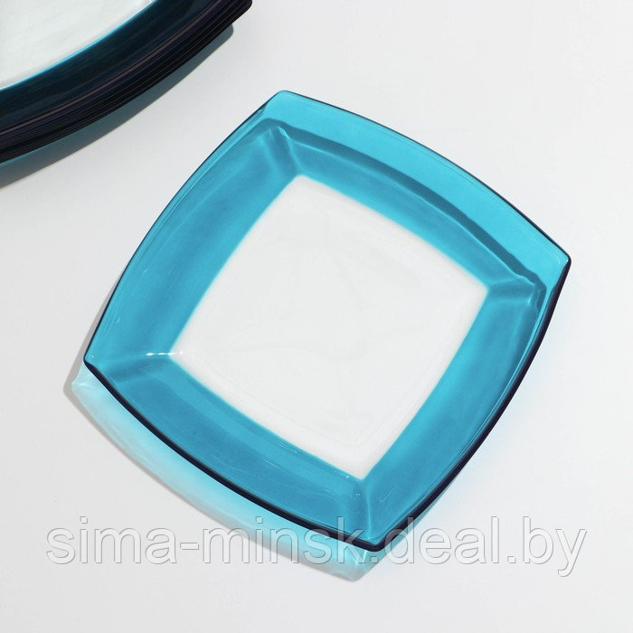 Набор тарелок Tokio, 6 шт, d=19,5 см, стекло, цвет голубой - фото 3 - id-p210194292