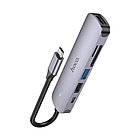 USB-хаб HOCO HB28 Type-C - USB-A / HDMI / Type-C / microSD / SD серебристый, фото 2