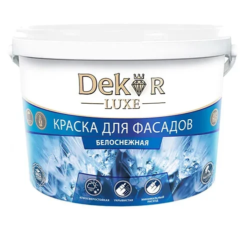 Краска ВД-АК 111 ГОСТ "DEKOR" для фасадов, белоснежная, 7 кг - фото 1 - id-p207887447