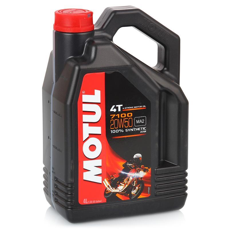112911 MOTUL  Масло моторное синтетическое для 4-тактных двигателей мотоциклов 7100 20W-50 4T, 4L (104104)