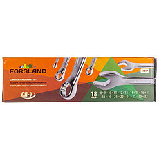 Ключи комбинированные, набор 18пр. (8-19, 21, 22, 24, 27, 30, 32мм) Forsland Forsland-5181P, фото 3