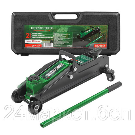 Домкрат подкатной гидравлический 2т (h min 133мм, h max 387мм) в кейсе Rock FORCE RF-DT2502F, фото 2