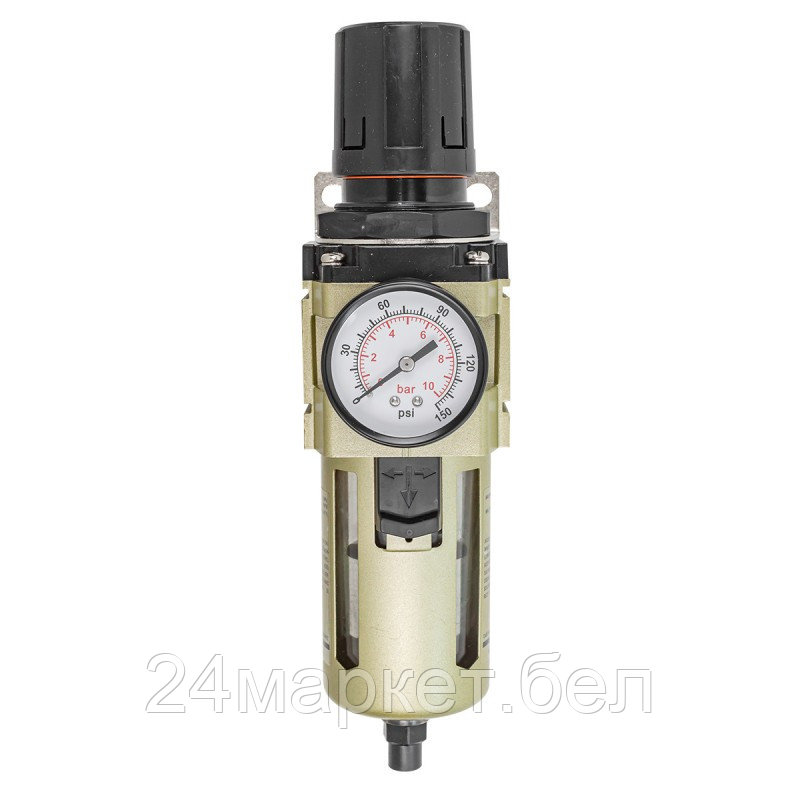 Фильтр-регулятор с индикатором давления для пневмосистем 3/8''(автоматич. слив,10Мк, 4000 л/мин, 0-10bar,раб. - фото 2 - id-p207260768