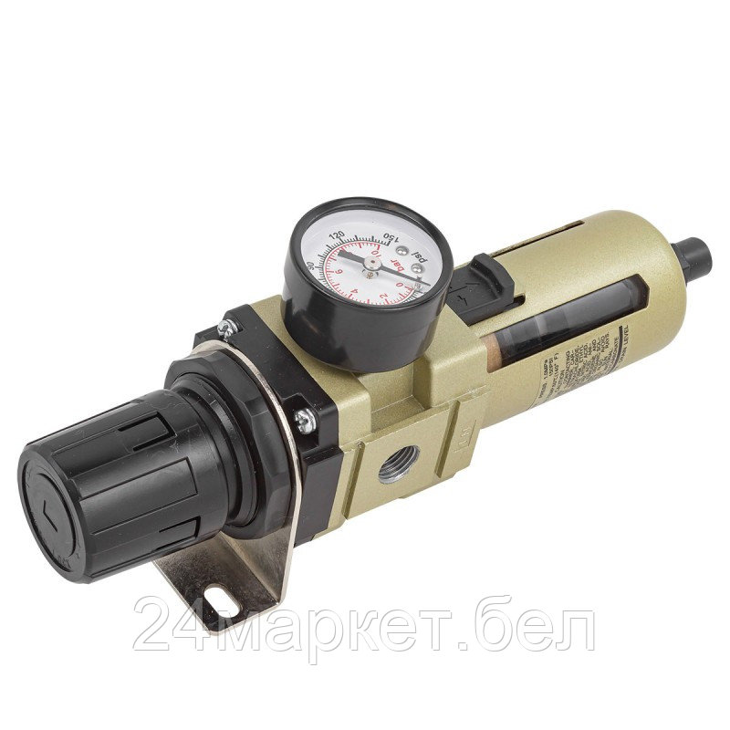 Фильтр-регулятор с индикатором давления для пневмосистем 1/4"(автоматич. слив,10Мк, 2000 л/мин, 0-10bar,раб. - фото 2 - id-p207260772