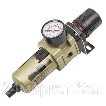 Фильтр-регулятор с индикатором давления для пневмосистем 1/4"(10Мк, 2000 л/мин, 0-10bar,раб. температура, фото 2