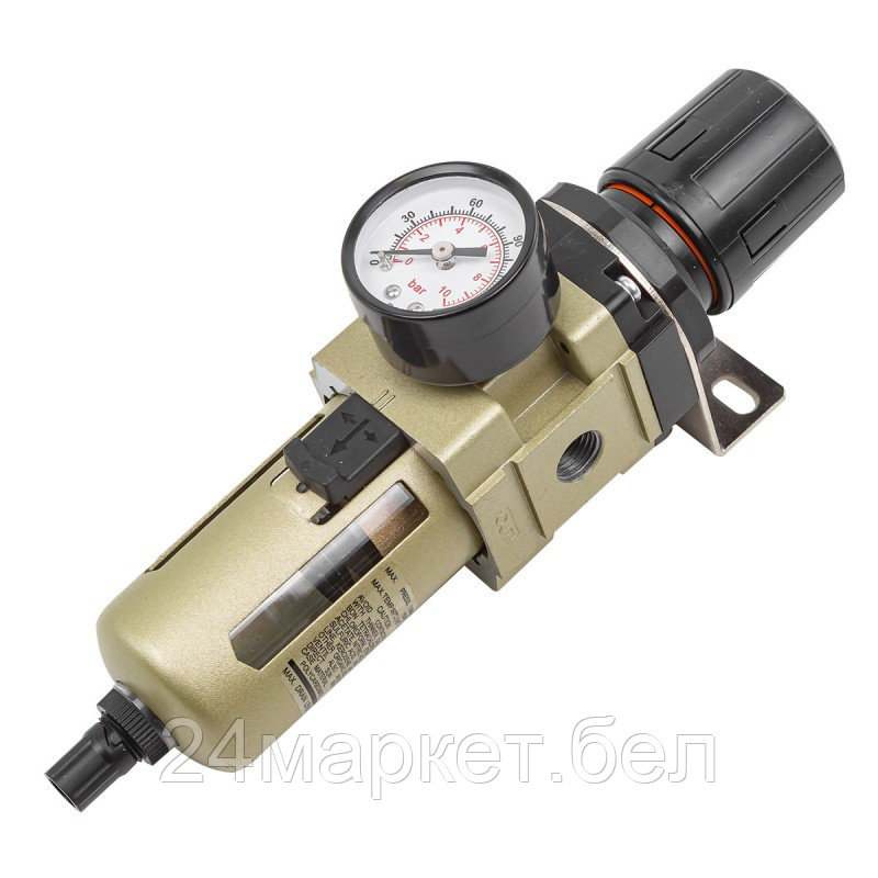 Фильтр-регулятор с индикатором давления для пневмосистем 1/4"(10Мк, 2000 л/мин, 0-10bar,раб. температура - фото 1 - id-p207260773