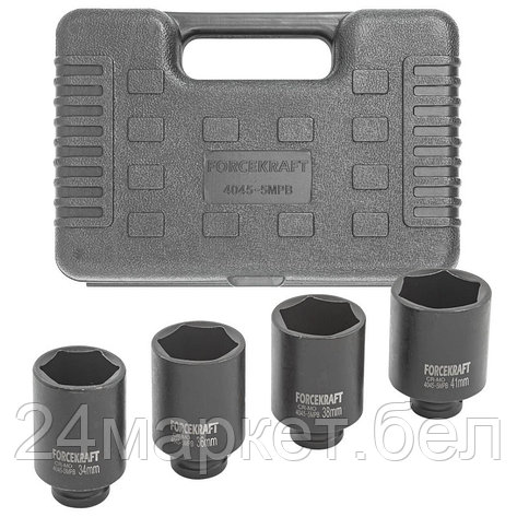 Головки ударные глубокие, набор 4пр., 1/2" (6гр.) FORCEKRAFT FK-4045-5MPB, фото 2