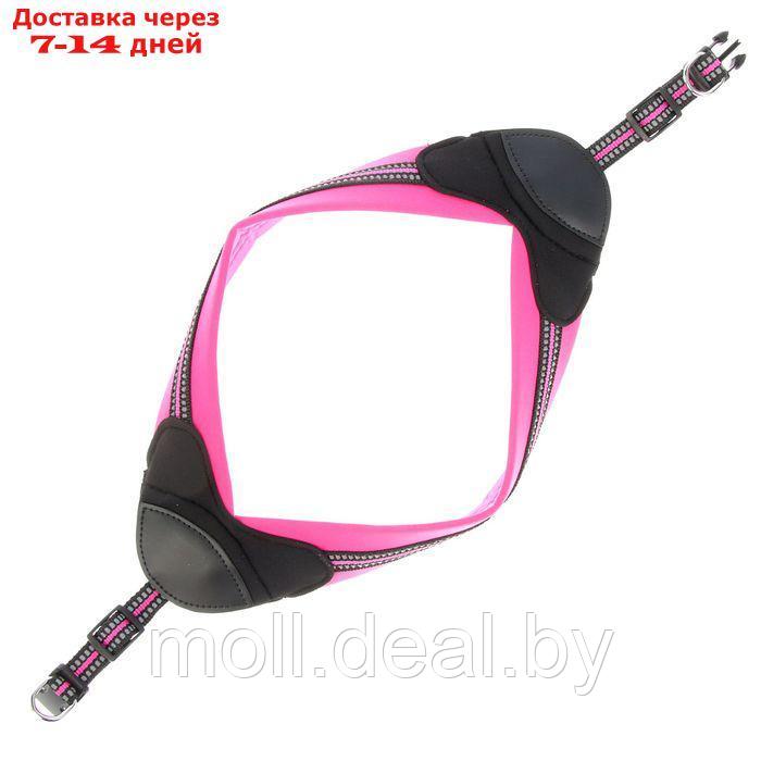 Шлейка супермягкая со светоотражающей прошивкой, обхват 48-54 см, розовая - фото 2 - id-p210191130