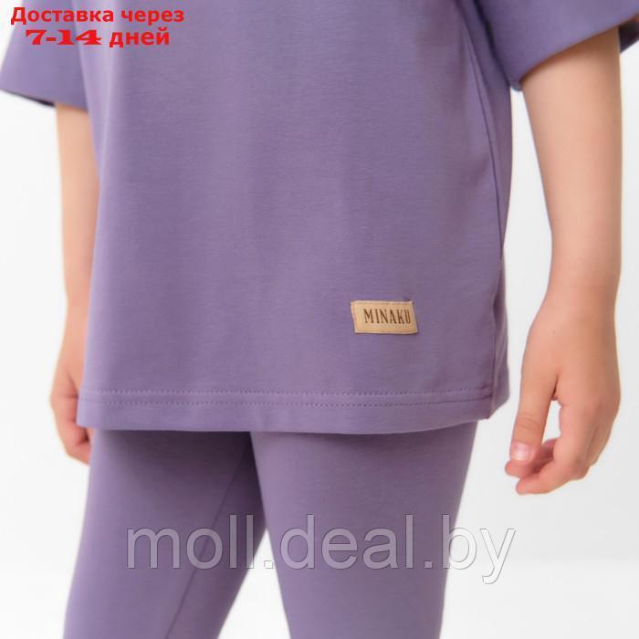 Костюм для девочки (футболка, лосины) MINAKU цвет пыльно-сиреневый, рост 98 см - фото 5 - id-p210204132