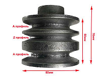 Шкив ременной пос. 25мм (3 ручья,А-13мм,Z-10мм,D80мм)