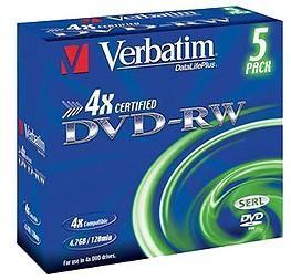 Диск DVD-RW Disc Verbatim 4.7Gb 4x уп.5шт 43285