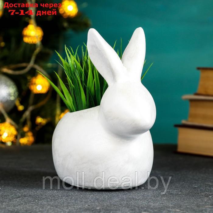 Фигурное кашпо "Кролик" белый перламутр, 16х15,5см - фото 2 - id-p210188006