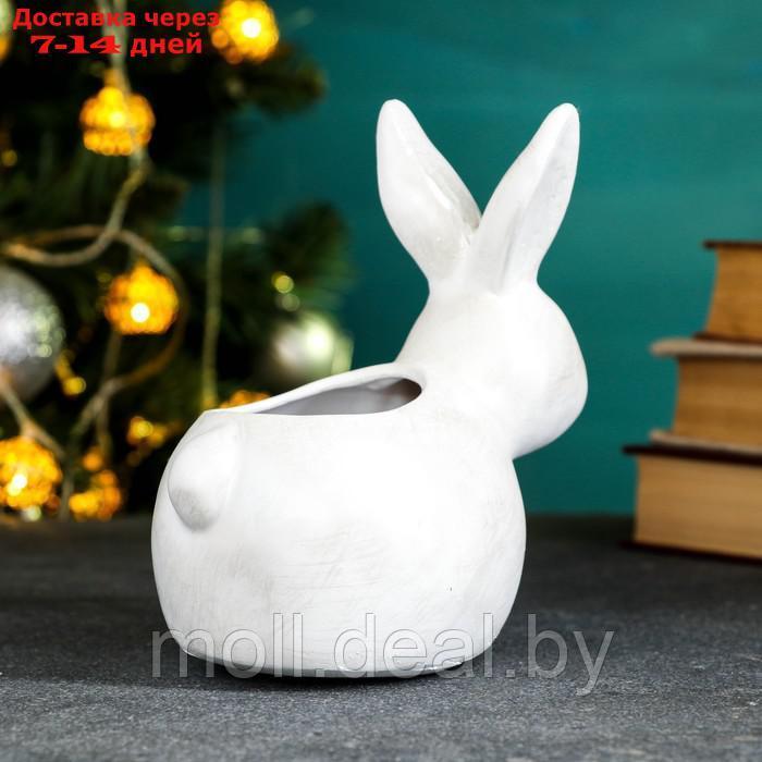 Фигурное кашпо "Кролик" белый перламутр, 16х15,5см - фото 3 - id-p210188006