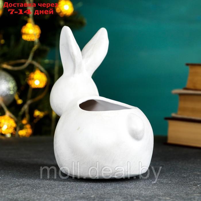 Фигурное кашпо "Кролик" белый перламутр, 16х15,5см - фото 4 - id-p210188006