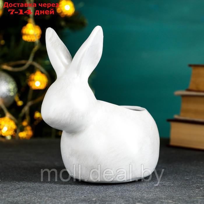 Фигурное кашпо "Кролик" белый перламутр, 16х15,5см - фото 5 - id-p210188006