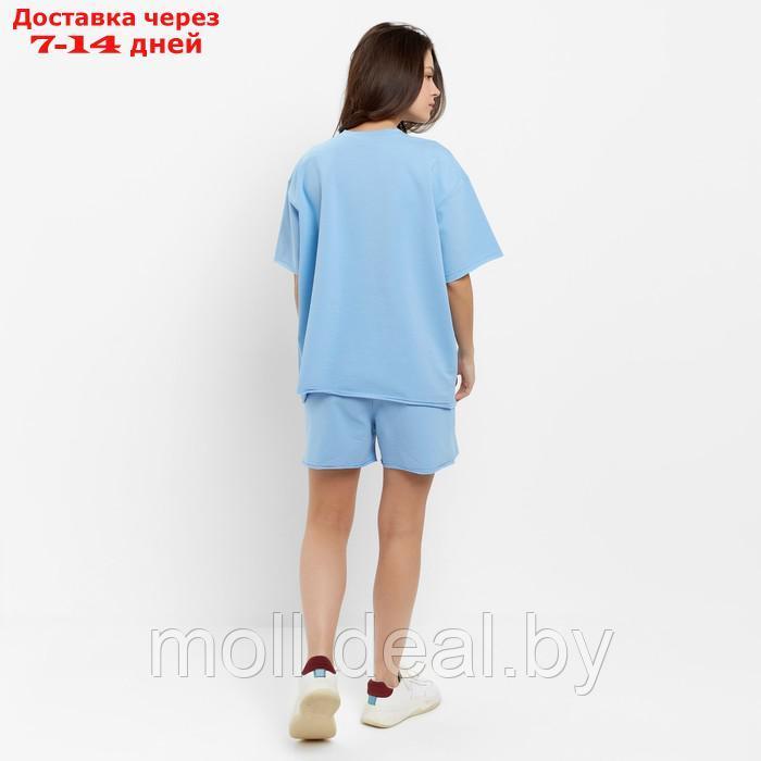 Комплект (футболка, шорты) женский MINAKU цвет голубой, р-р 48 - фото 4 - id-p210201979