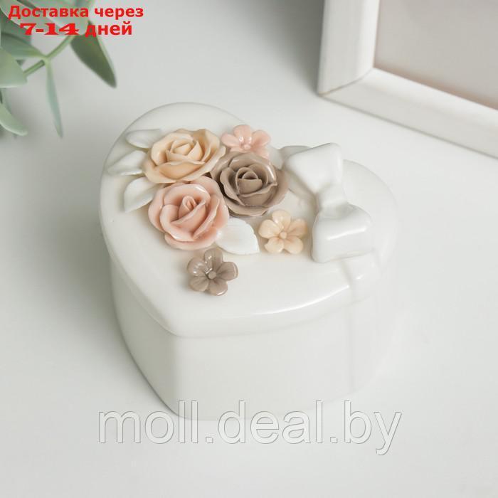 Шкатулка керамика сердце "Бант и розы" МИКС 5,8х8х6,8 см - фото 2 - id-p210189624