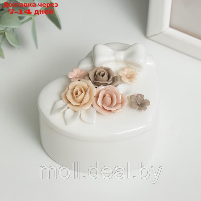 Шкатулка керамика сердце "Бант и розы" МИКС 5,8х8х6,8 см - фото 3 - id-p210189624