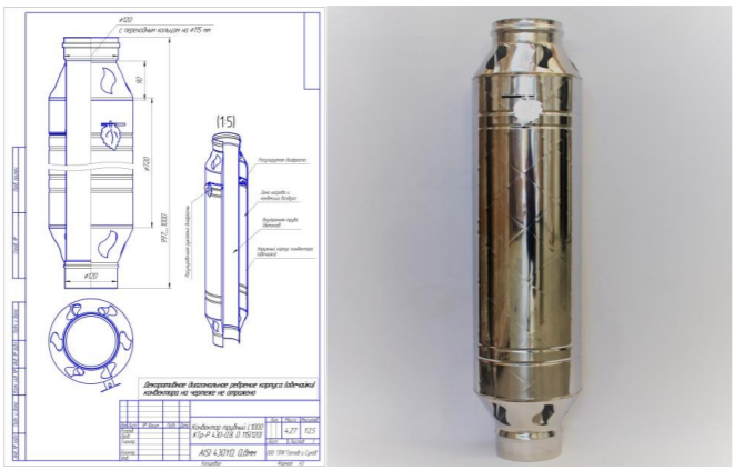 Дымоход Конвектор трубный L1000 КТр-Р 430-0,8, D120/115(120) Теплов и Сухов - фото 3 - id-p146550513