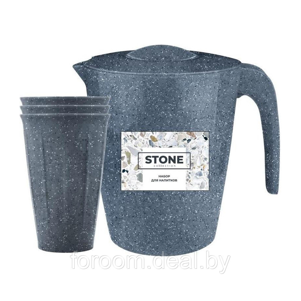 Набор для напитков (4пр.), тёмный камень: кувшин 1,9л с крышкой, 3 стакана 350мл Sugar&Spice Stone SE182811026 - фото 1 - id-p210245940
