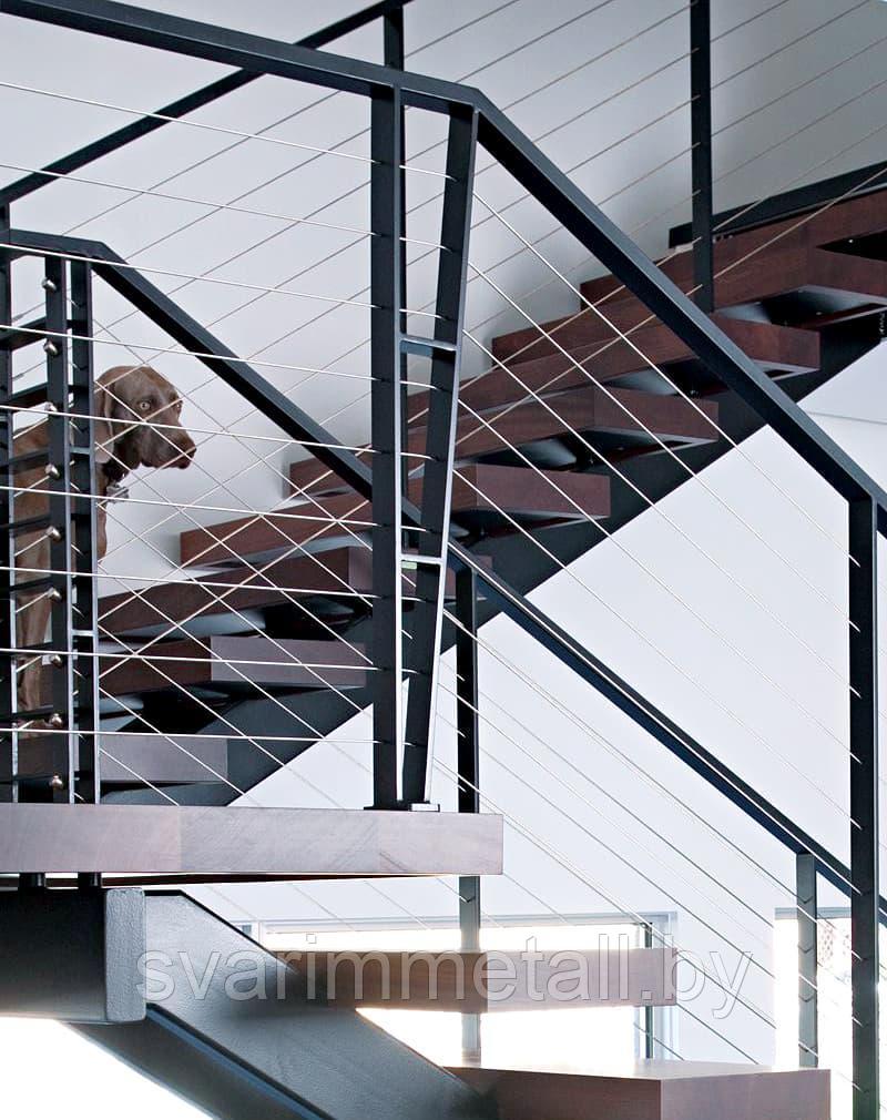 Металлические перила (поручни) с тросами, на лестницу - фото 10 - id-p210246826