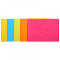 Папка-конверт 180мкм непрозр . с рисунком , розовая, оранжевая, салатовая, желтая, голубая