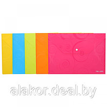 Папка-конверт 180мкм непрозр . с рисунком , розовая, оранжевая, салатовая, желтая, голубая