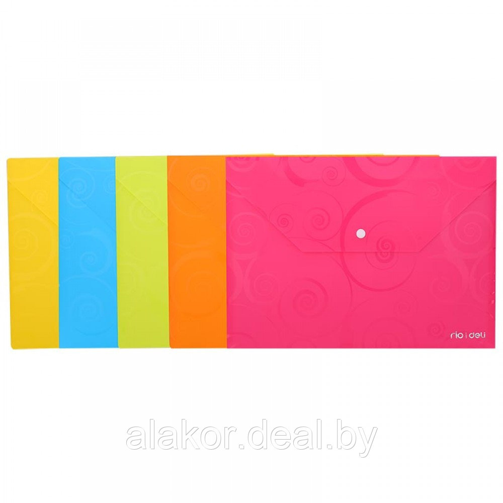 Папка-конверт 180мкм непрозр . с рисунком , розовая, оранжевая, салатовая, желтая, голубая - фото 1 - id-p210252259