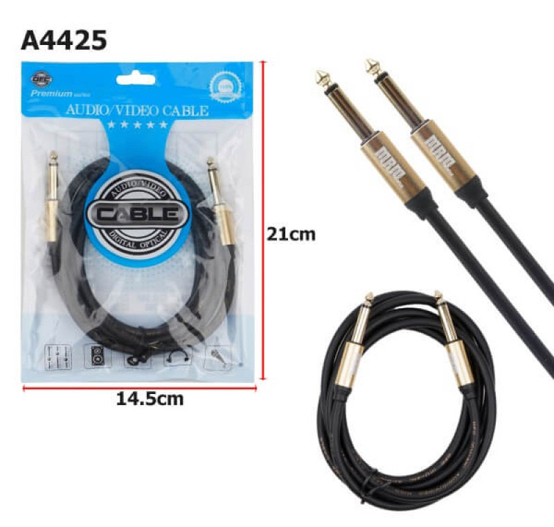 AUX кабель Jack 6.35мм - Jack 6.35мм 1.8м - Premium series A4425 (для микрофонов)