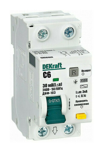 Диф. авт. 103-4.5кА-1N-006A-030-C, 2мод.