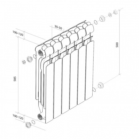 Алюминиевый радиатор Royal Thermo Indigo 500/100, 4 секции - фото 3 - id-p210263562