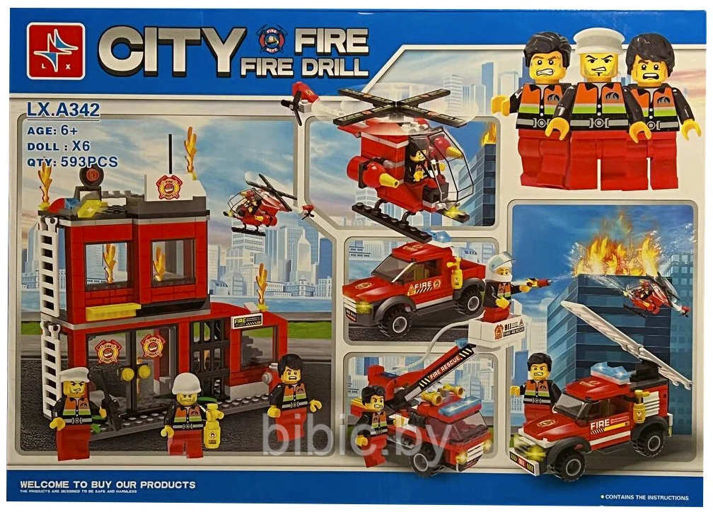 Детский игровой конструктор CITY FIRE "Пожарное депо" A344 , аналог лего lego, игрушка для мальчиков - фото 3 - id-p210275742