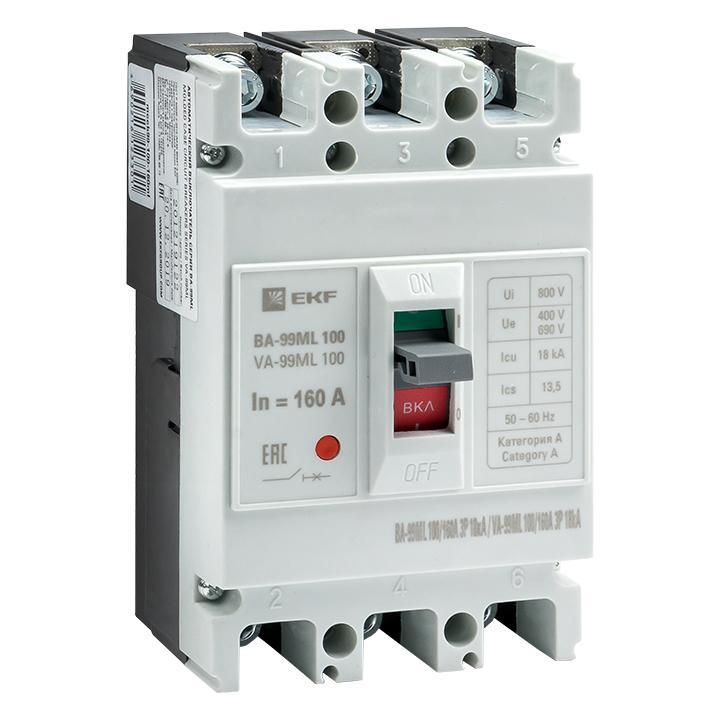 Автоматический выключатель ВА-99МL 100/160А 3P 18кА EKF Basic - фото 1 - id-p210274355