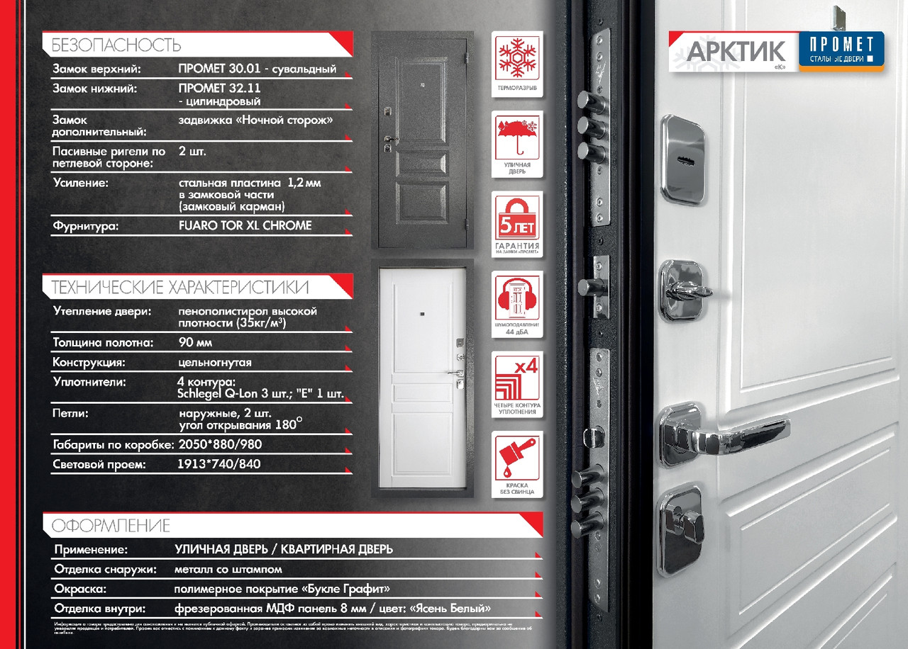 ПРОМЕТ "Арктик К" ТЕРМОРАЗРЫВ (2050х980 Левая) | Входная металлическая дверь - фото 5 - id-p196931959