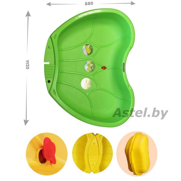 Песочница-бассейн ПЛАСТИК Крыло Бабочки (1 половина) 112*88*18 см Зеленый Пл-С179-зел. - фото 2 - id-p208714488