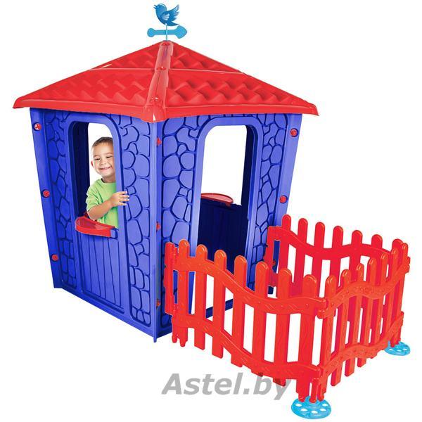 Детский игровой домик PILSAN Stone House с забором,Blue/Голубой,114*174*151 см 06443 ГОЛ - фото 4 - id-p210223358