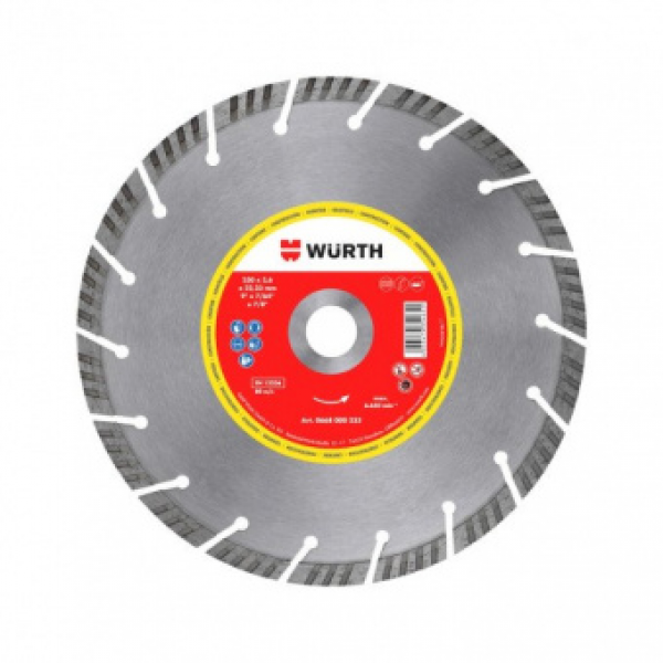 0668000235 Алмазный круг по бетону сигментированный Turbo 230x22,2 мм Wumax - фото 1 - id-p210281998