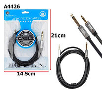 AUX кабель Jack 3.5мм - Jack 6.35мм 1.8м - Premium series A4426 (для микрофонов)