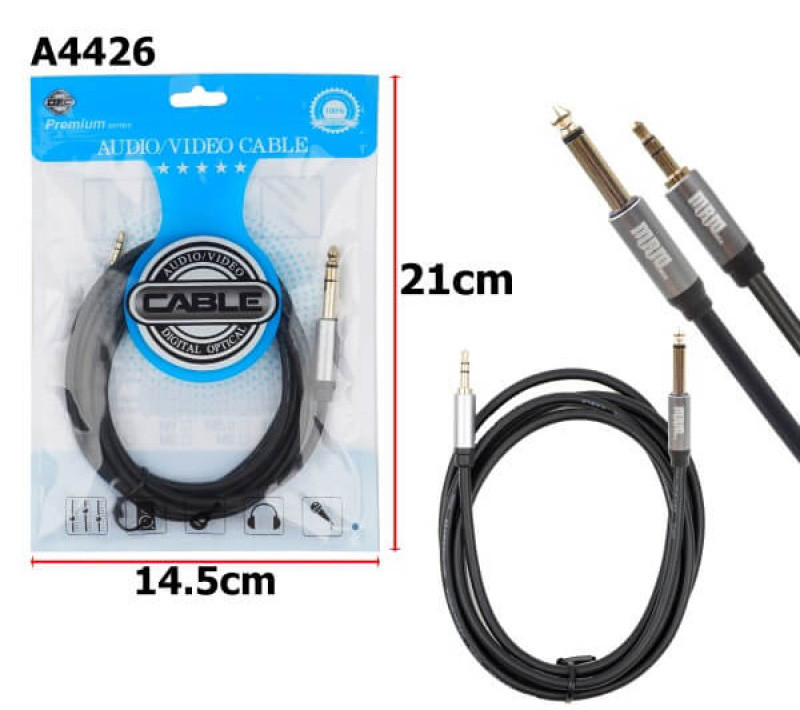 AUX кабель Jack 3.5мм - Jack 6.35мм 1.8м - Premium series A4426 (для микрофонов) - фото 1 - id-p210287811