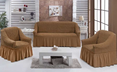 Чехол на диван 3х местный либо 2х местный + 2 кресла. Светло коричневый - фото 2 - id-p210295223