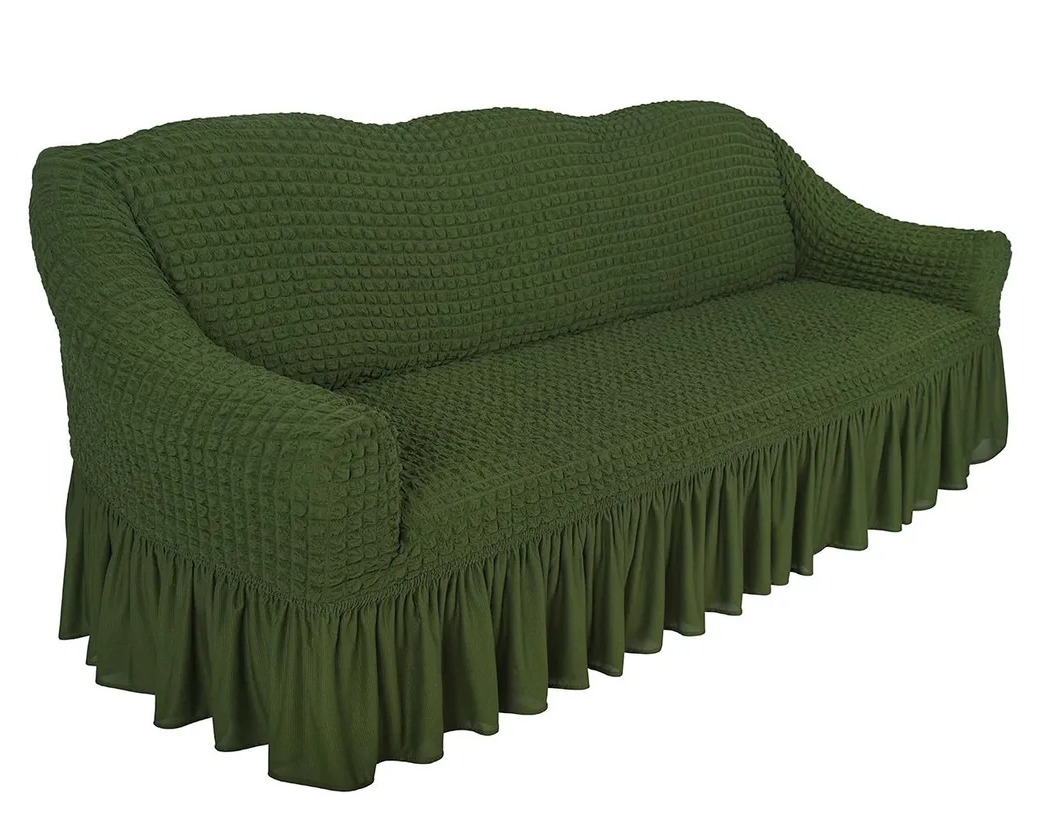 Чехол на диван 3х местный либо 2х местный + 2 кресла. Зеленый. - фото 6 - id-p210296006