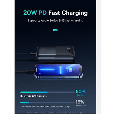 Портативное зарядное устройство Baseus Bipow Pro Digital Display Fast Charge 20000mAh (PPBD030001) черный - фото 5 - id-p210296018