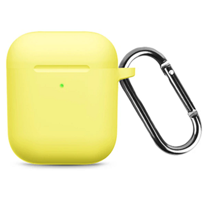 Силиконовый чехол для наушников Silicone Case желтый для Apple AirPods 1/2 - фото 1 - id-p210296058