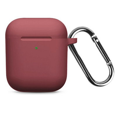 Силиконовый чехол для наушников Silicone Case бордовый для Apple AirPods 1/2 - фото 1 - id-p210296060