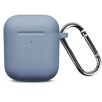 Силиконовый чехол для наушников Silicone Case серо-фиолетовый для Apple AirPods 1/2 - фото 1 - id-p210296062