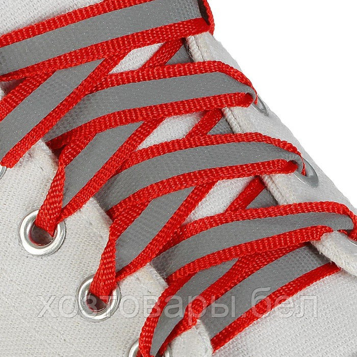 Шнурки с плоск сечением со светоотраж полосой 10мм 70см (пара) красные - фото 2 - id-p210300547