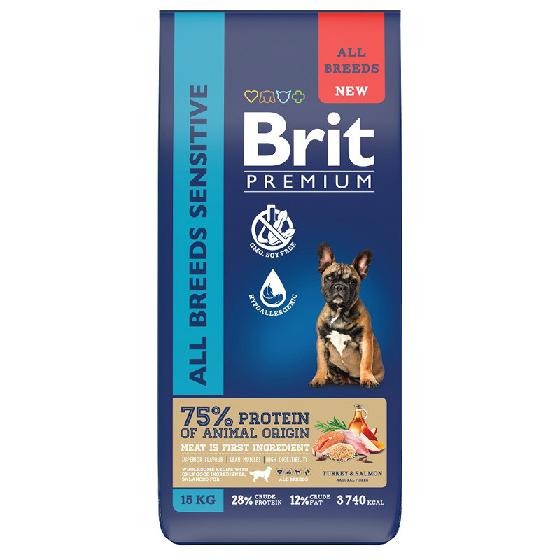 Brit Premium Sensitive All Breed Dog (лосось и индейка), 15 кг - фото 1 - id-p210304035