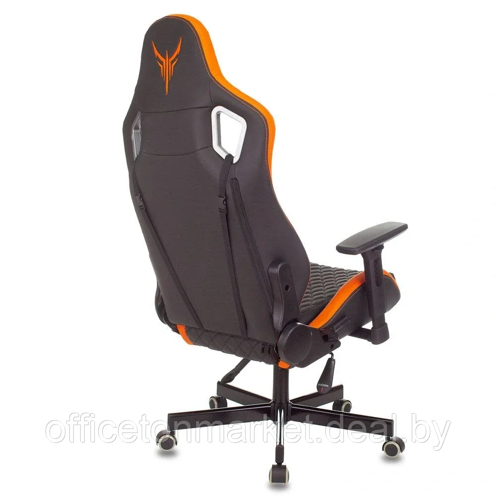 Кресло игровое Бюрократ "Knight Outrider", экокожа, металл, черный, оранжевый, ромбик - фото 4 - id-p178284894